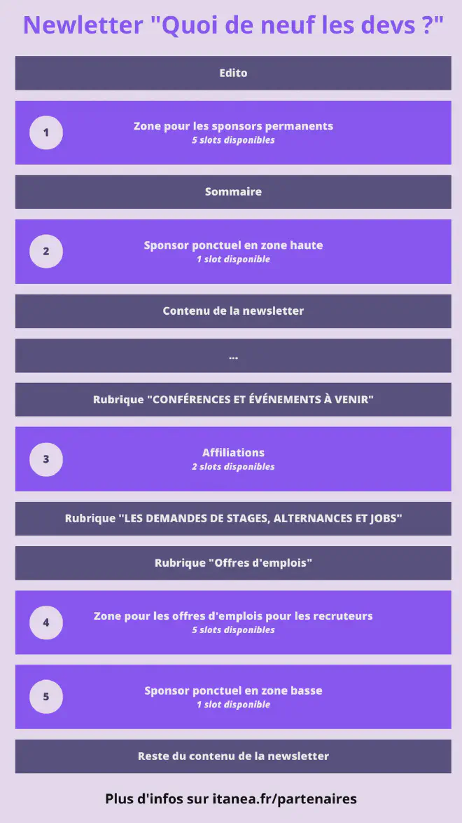 Illustration des zones disponibles pour les partenaires dans la newsletter